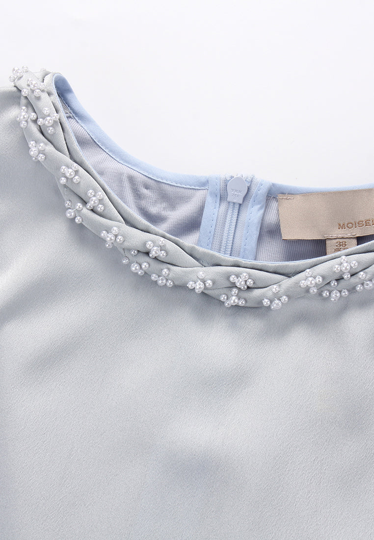 Silk Crepe Satin Embellished Blouse