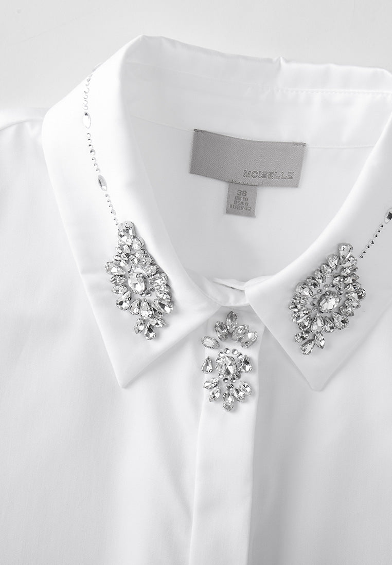 Crystal-embellished Lapel Shirt