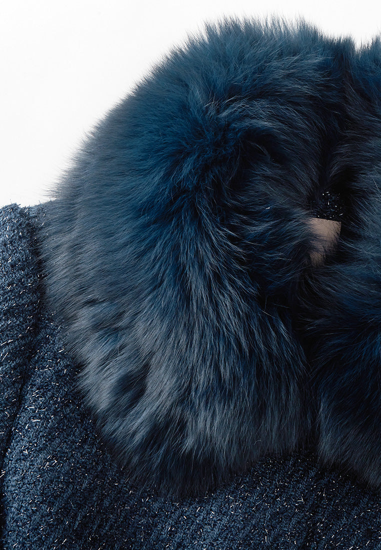 Fur-detail Crystal-detail Button Coat