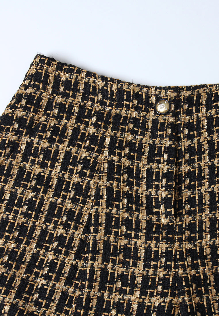 Ornée Check Tweed wide-Leg Trousers