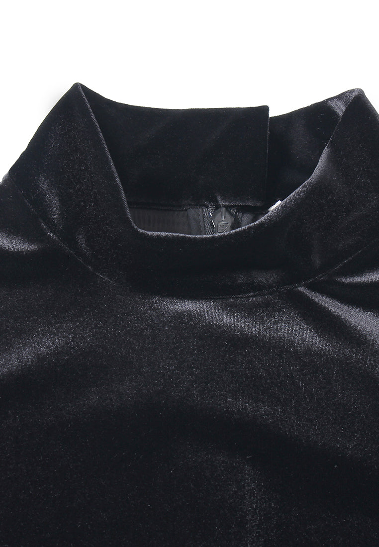Noir Velours Mock Neck Top