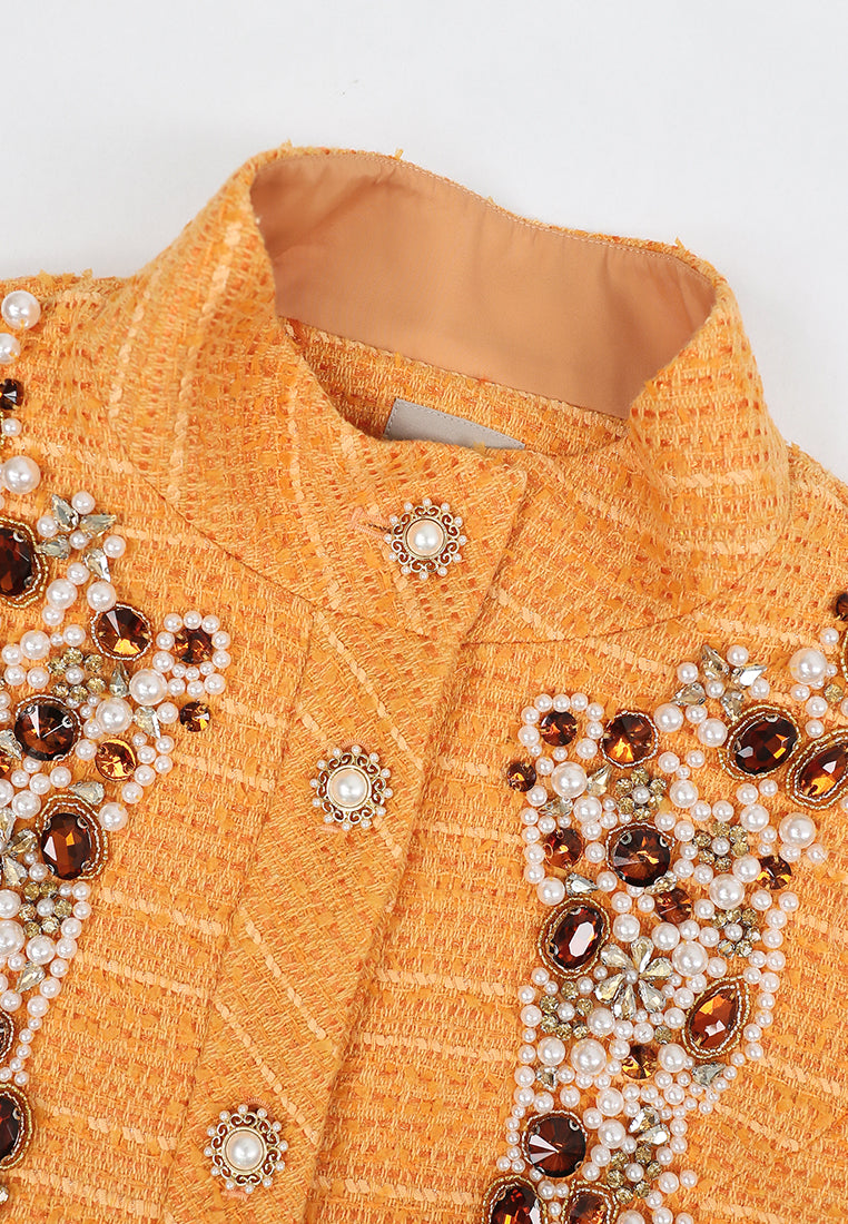 Orange Tweed Cristal Perlé Coat