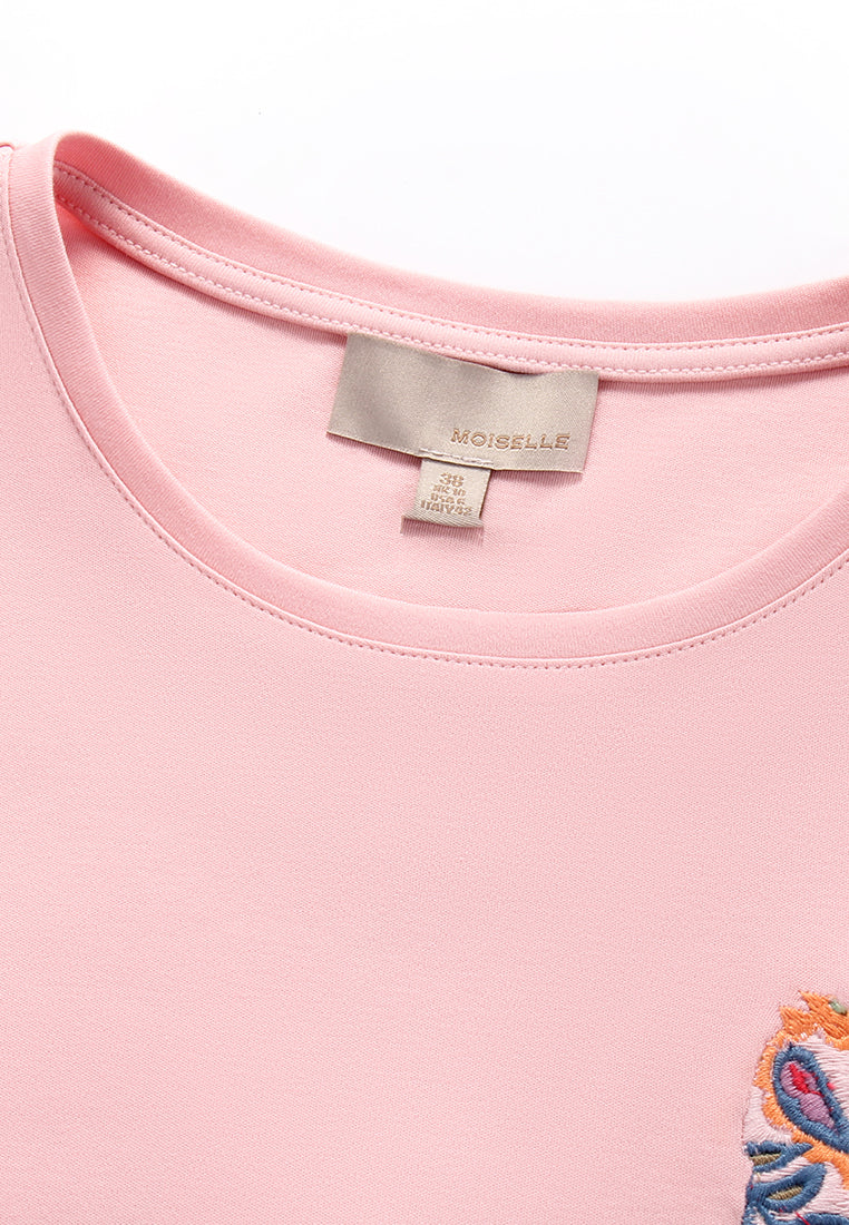 Floral Horse Embroidery T-Shirt
