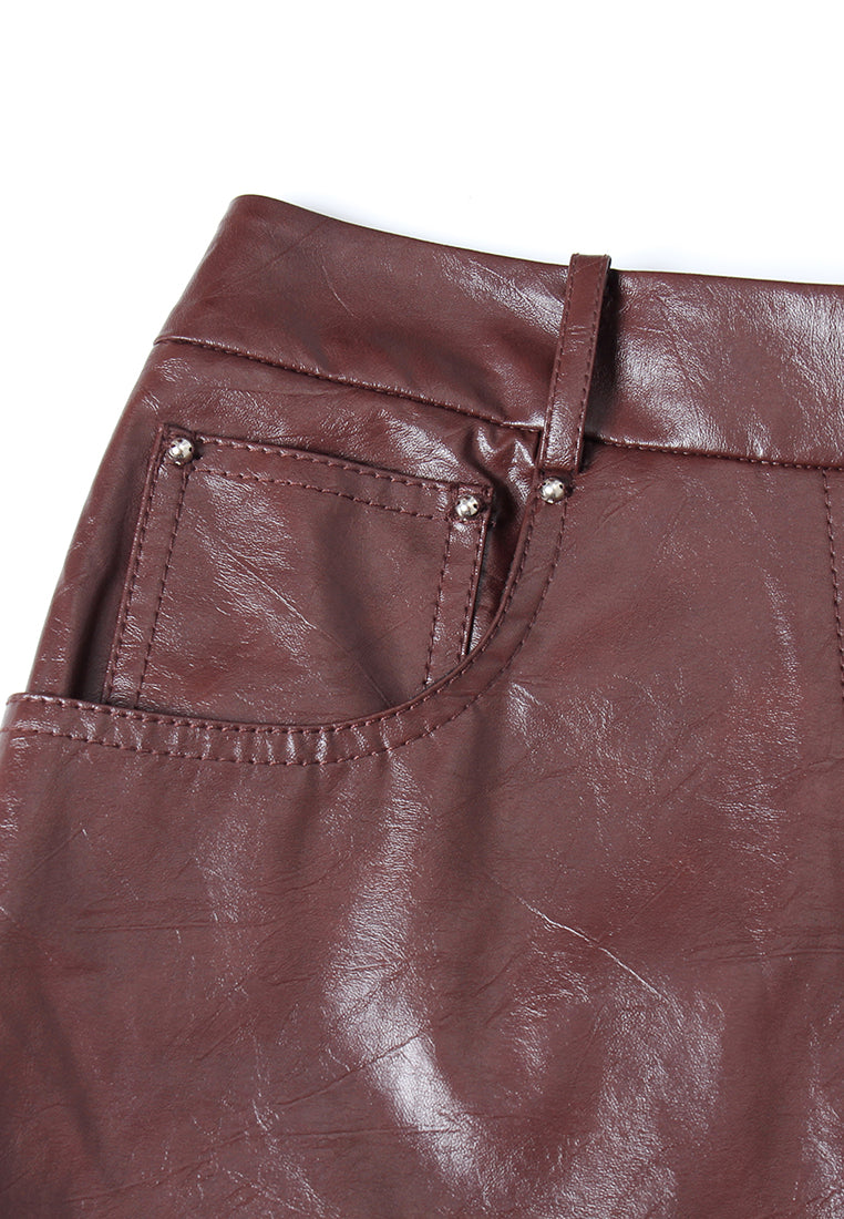 Noir Cuir Wide-Leg Trousers