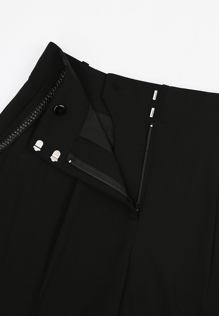Noir Galon Embellished Wide-Leg Trousers