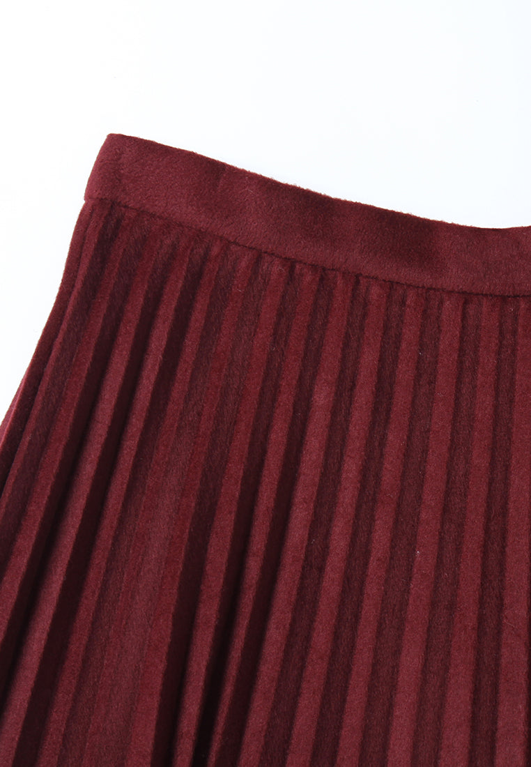 Plissé Noir Midi Skirt