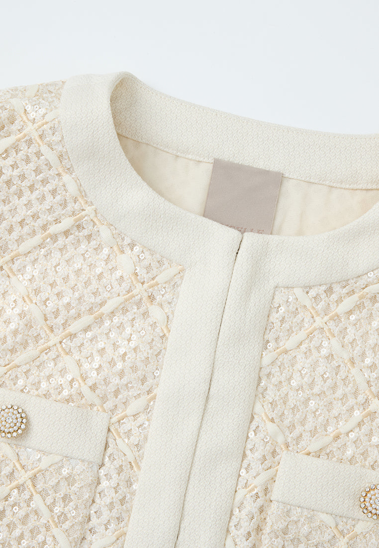 Diamond-pattern Pocketed Jacket