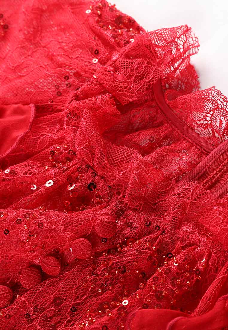 Rouge Dentelle Éclat Dress