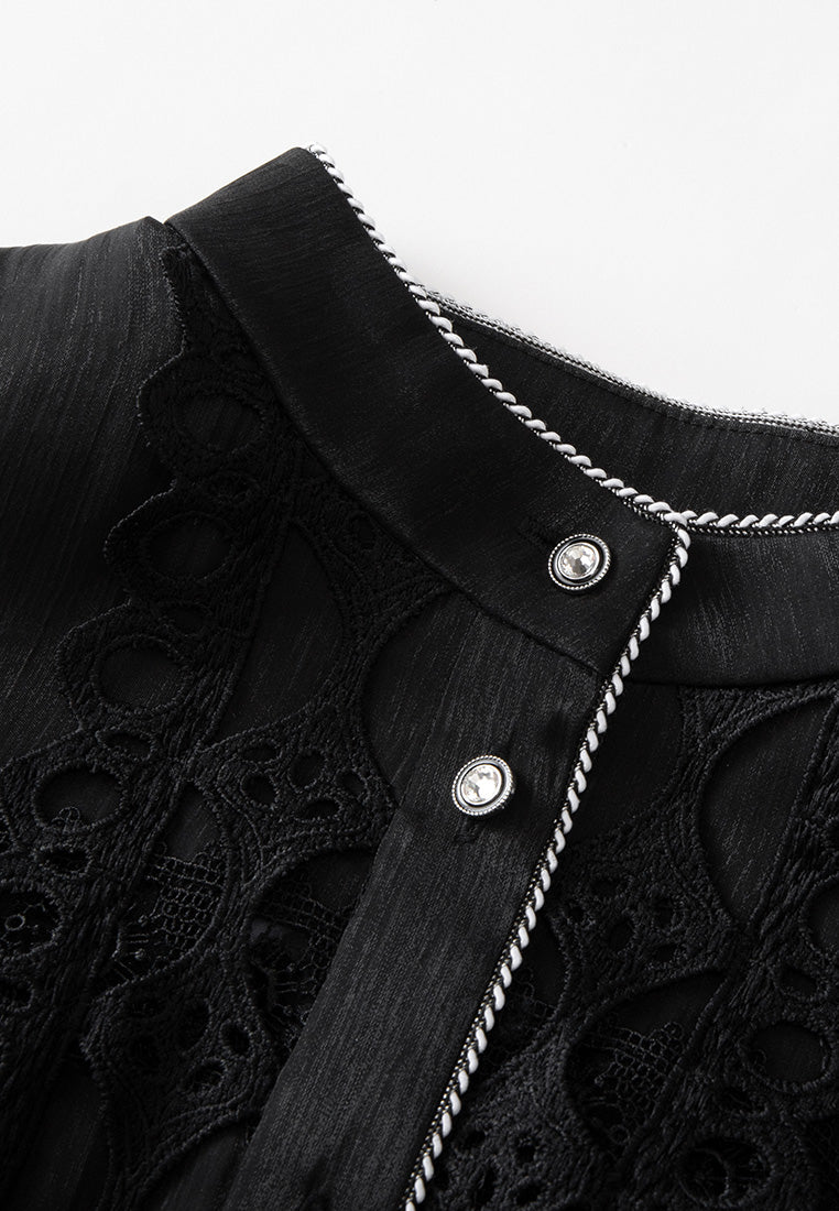Cut-out Lace-detail Belted Dress