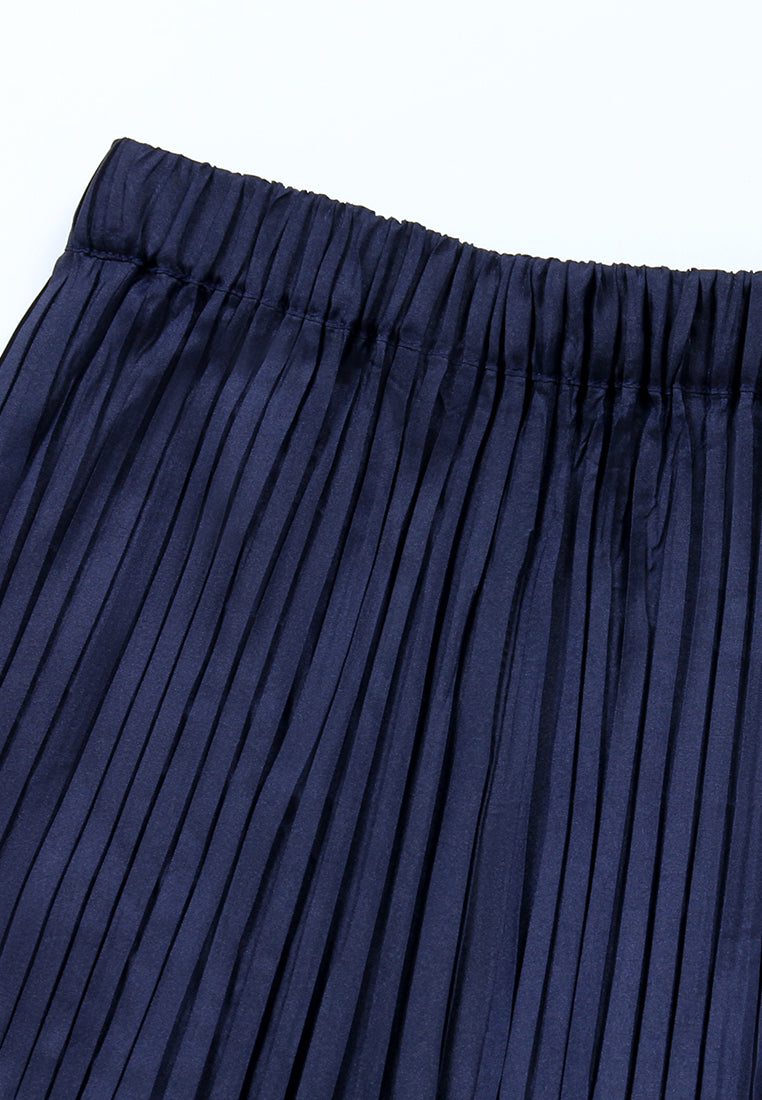 Midnight Blue Pleated Skirt