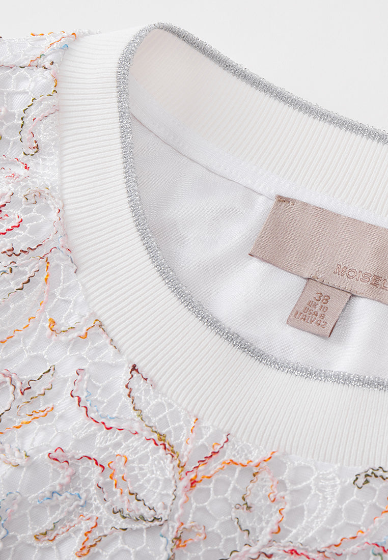 MOISELLE Ribbed Embellished-lace Shirt