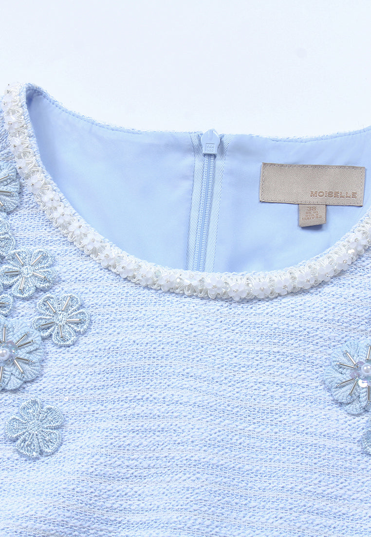 Azure Peony Embellished Dress