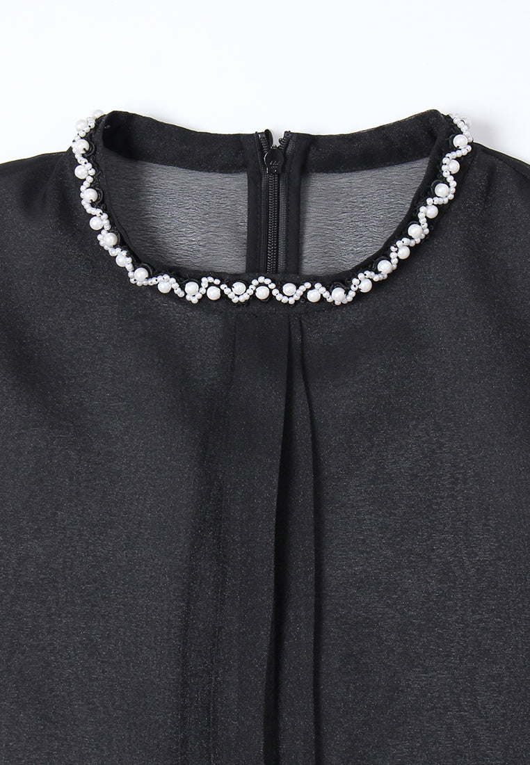 Embellished Floral Trim Sheer Blouse