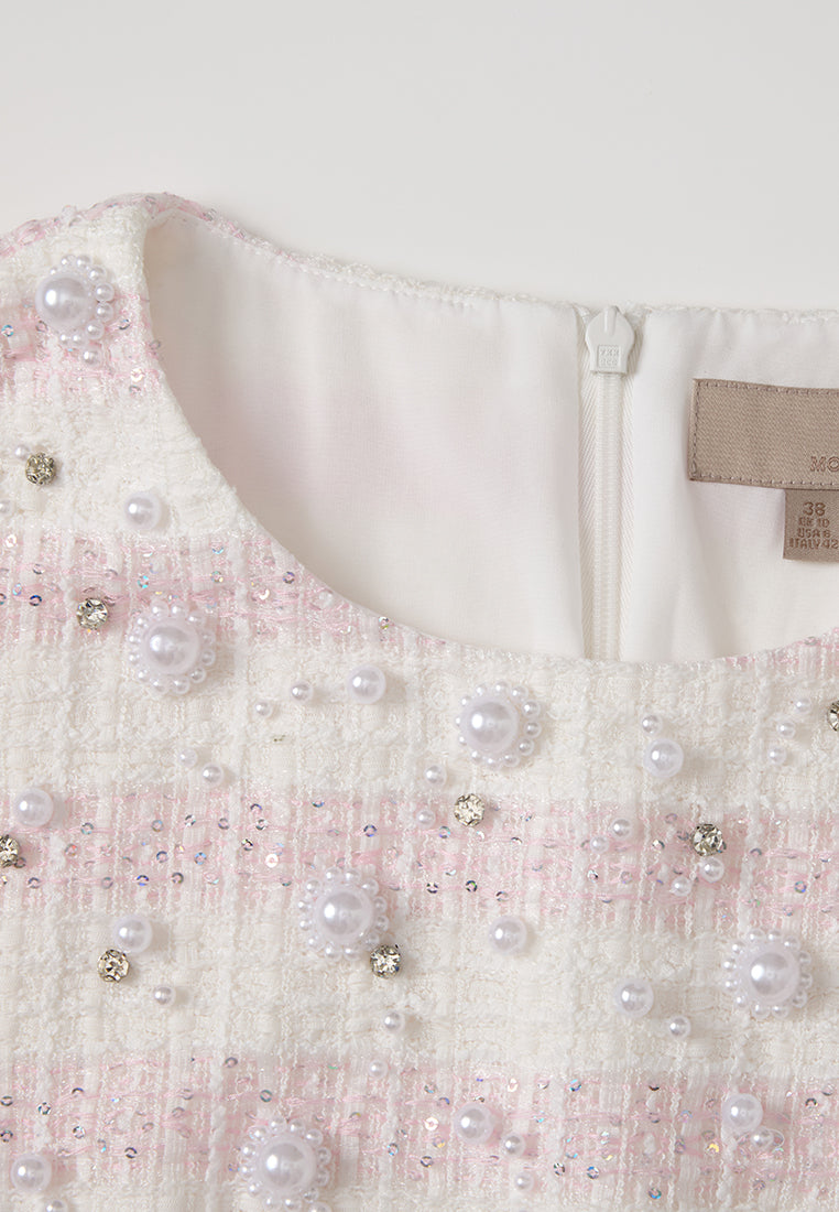 Embellished Stripped Tweed Dress