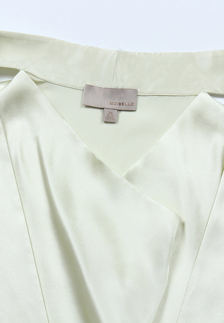 Ivory Draped Satin Blouse