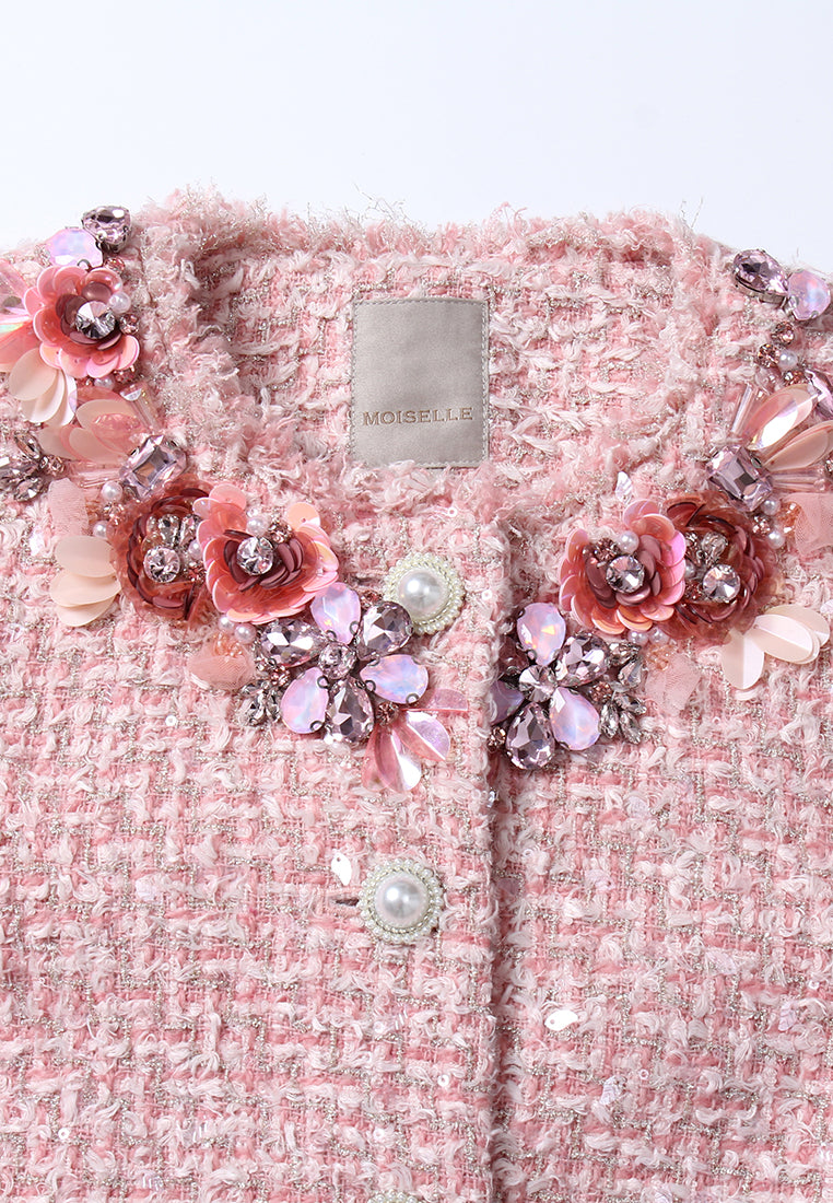 Fleur-Embellished Tweed Jacket