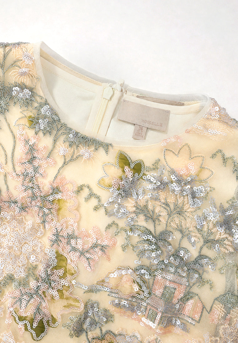 Beige Florale Poésie Gown