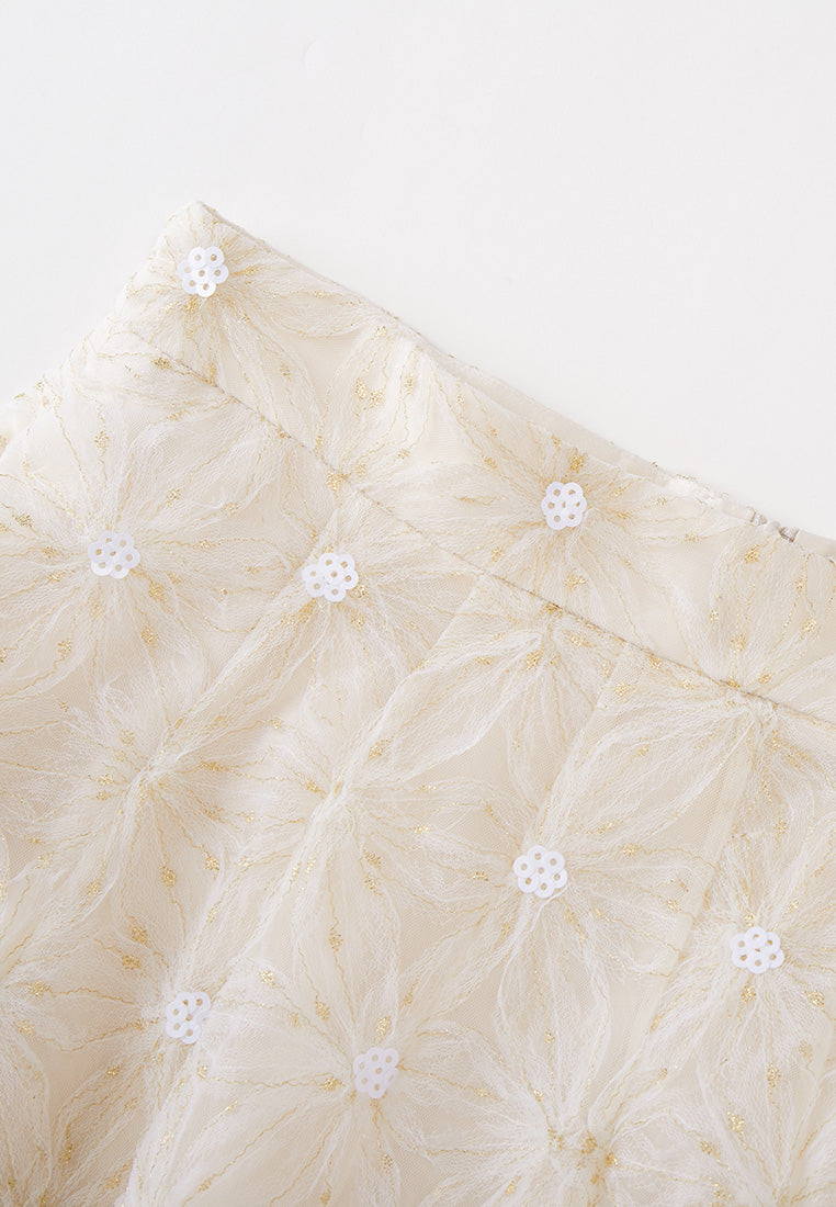 Embellished Patterned-jacquard Lace Pattern Skirt