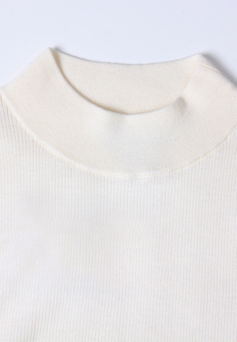Ribbed Turtleneck Knit Sweater
