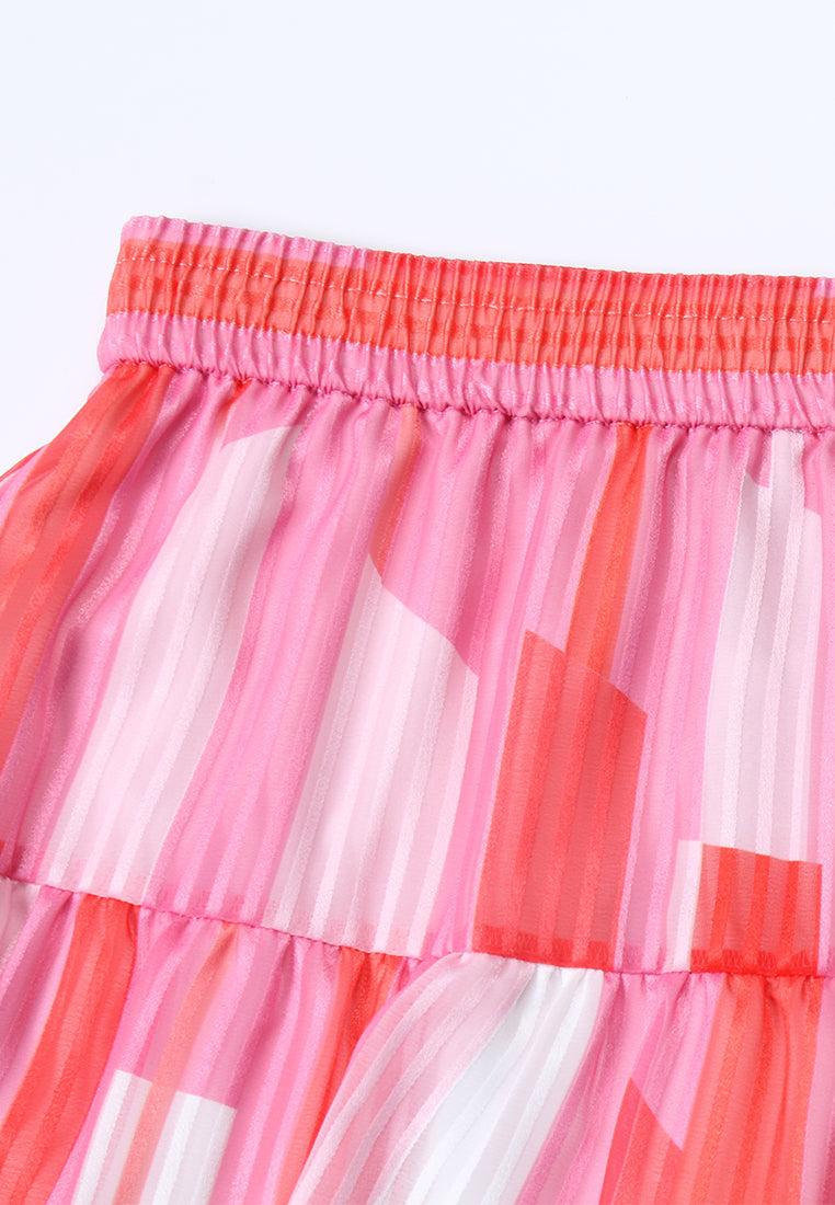 Fuchsia Flux Tiered Skirt