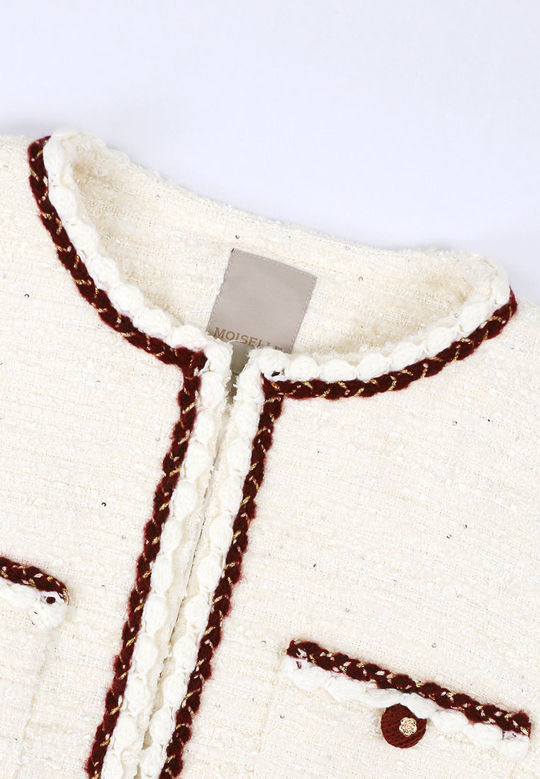 Crème Tweed Tresse Bordeaux Jacket