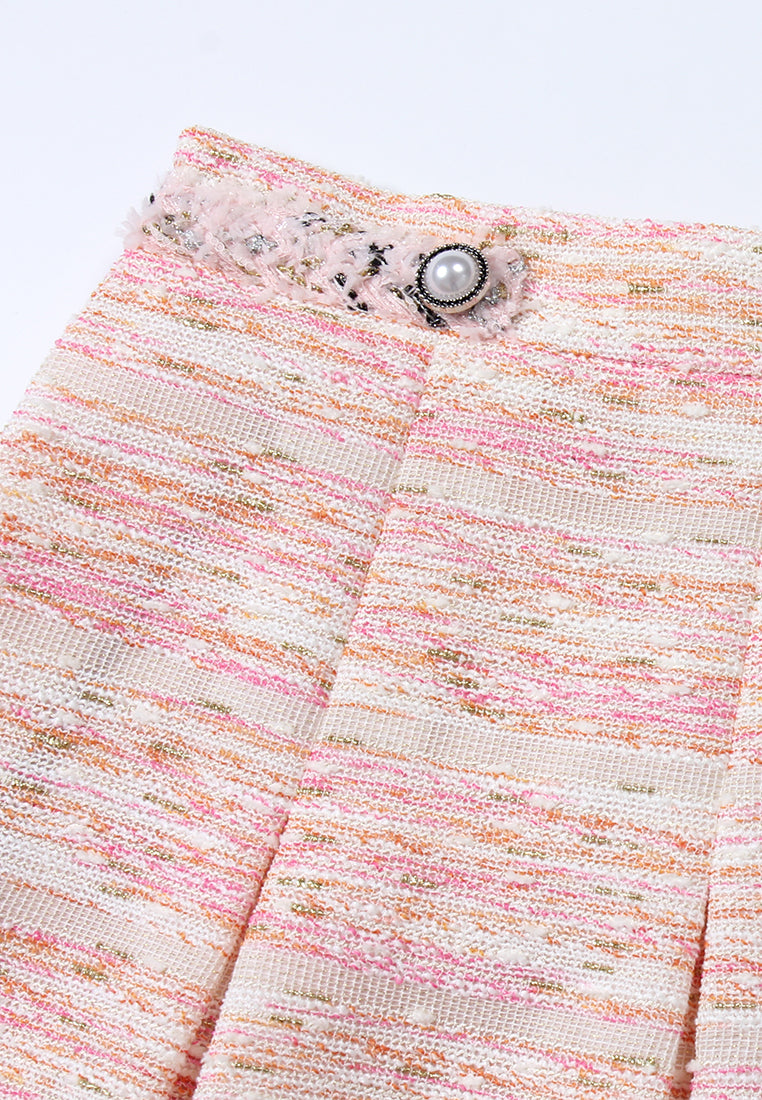 Baby Pink Weave Pleated Skirt