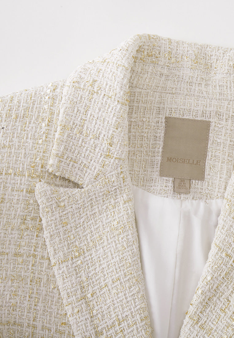 SIngle-breasted Crystal-detail Flower Embellishment Jacket
