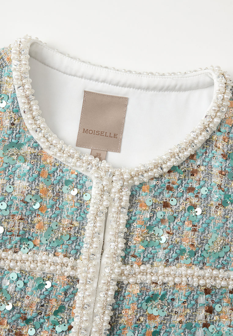 Panelled Pearl-trim Jacket