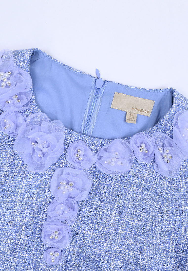 Lavande Tweed Fleuris Poésie Dress