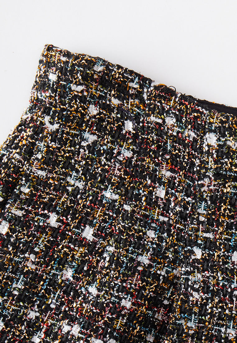 Pleat-detail Wide-leg Tweed Trousers