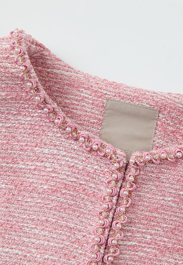 Pink Patch-pocket Embellished Waistcoat
