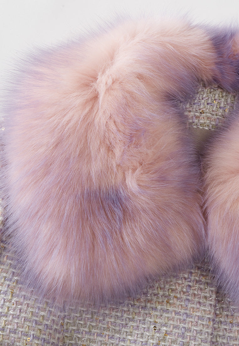 Gradient-effect Fur-detail Coat