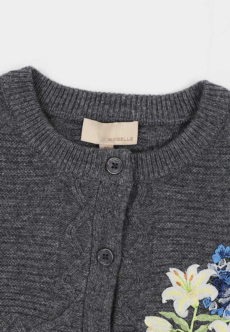 Hortensia Nocturne Embroidered Knit Cardigan