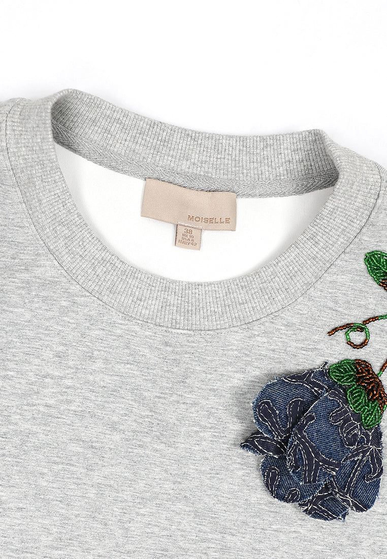 Gris Jardin Embroidered Floral Sweatshirt