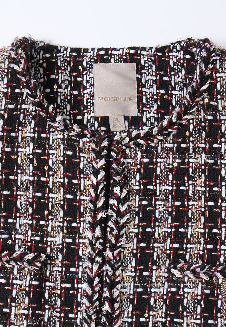 Checked Patch-pocket Tweed Long Coat