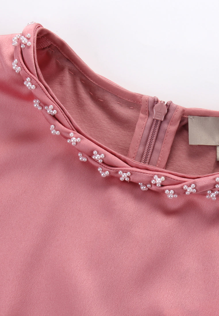 Silk Crepe Satin Embellished Blouse