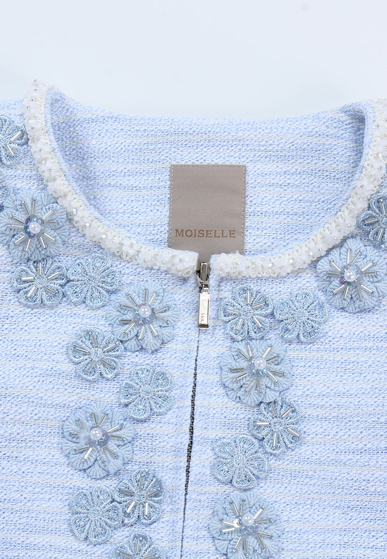 Azure Peony Embellished Jacket