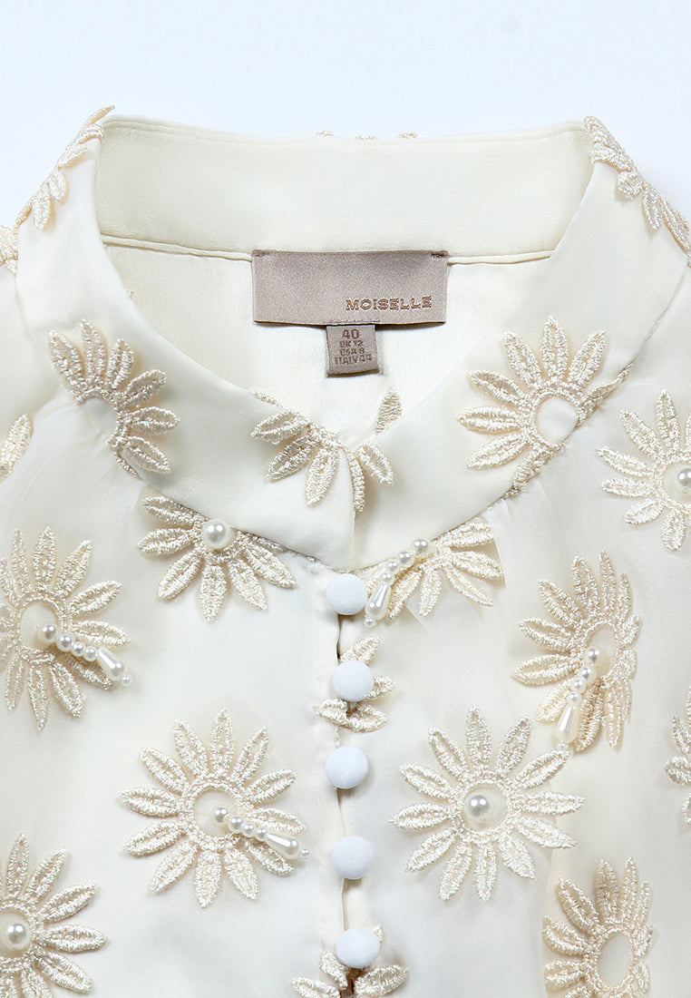 Ivory Daisy Embroidered Blouse