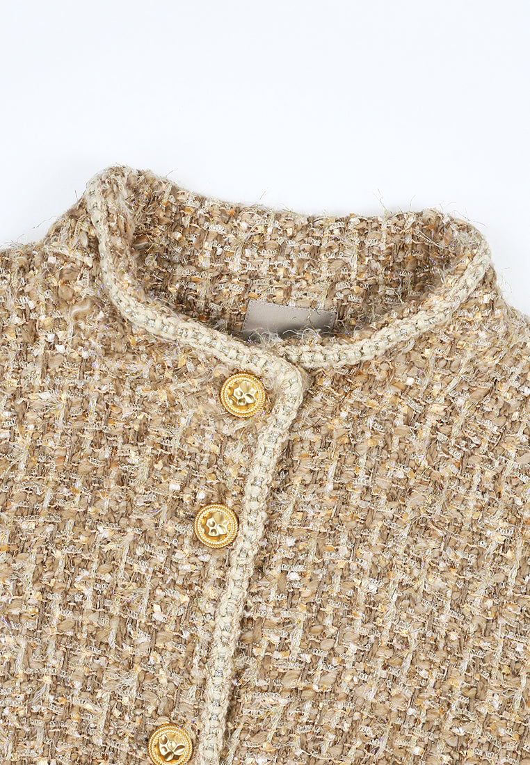 Beige Tweed Tresse Doré Jacket
