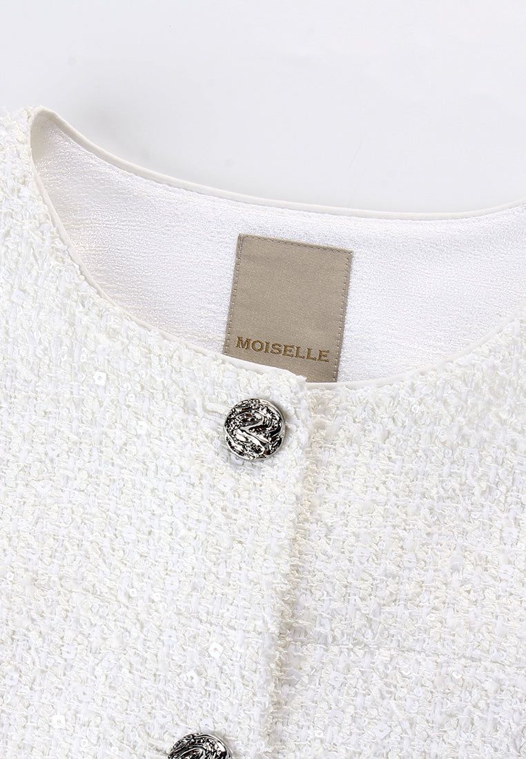 Blanche Étoile Cropped Tweed Jacket