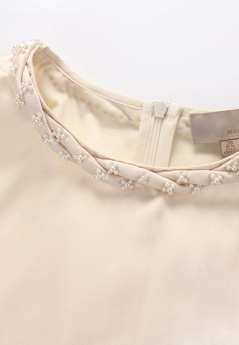 Silk Crepe Satin Embellished Blouse