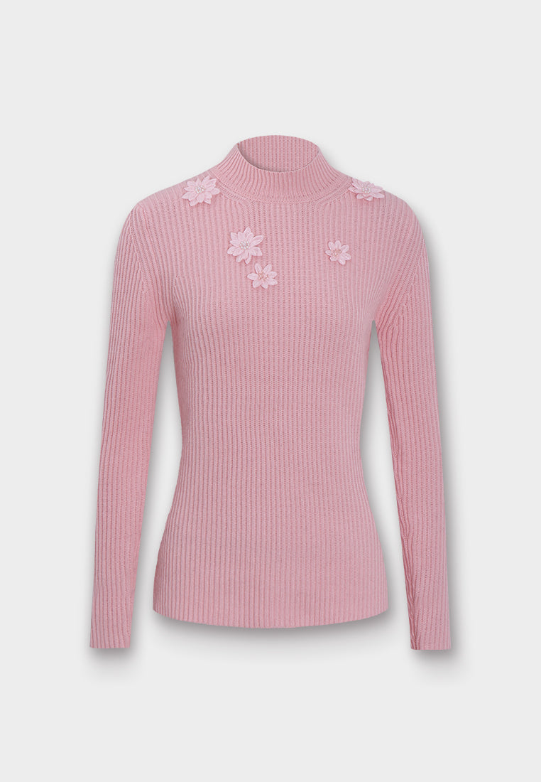 Broderie Fleurie Ribbed Knit Top