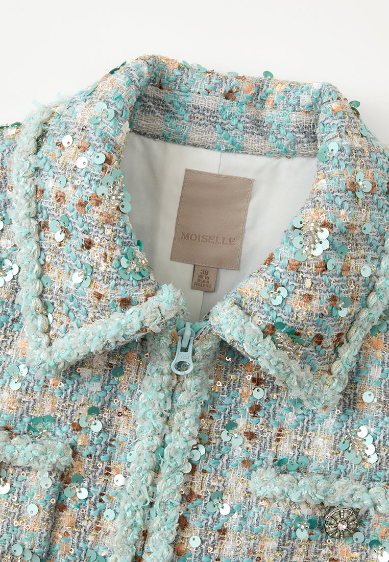 Contrast Checked Tweed Jacket