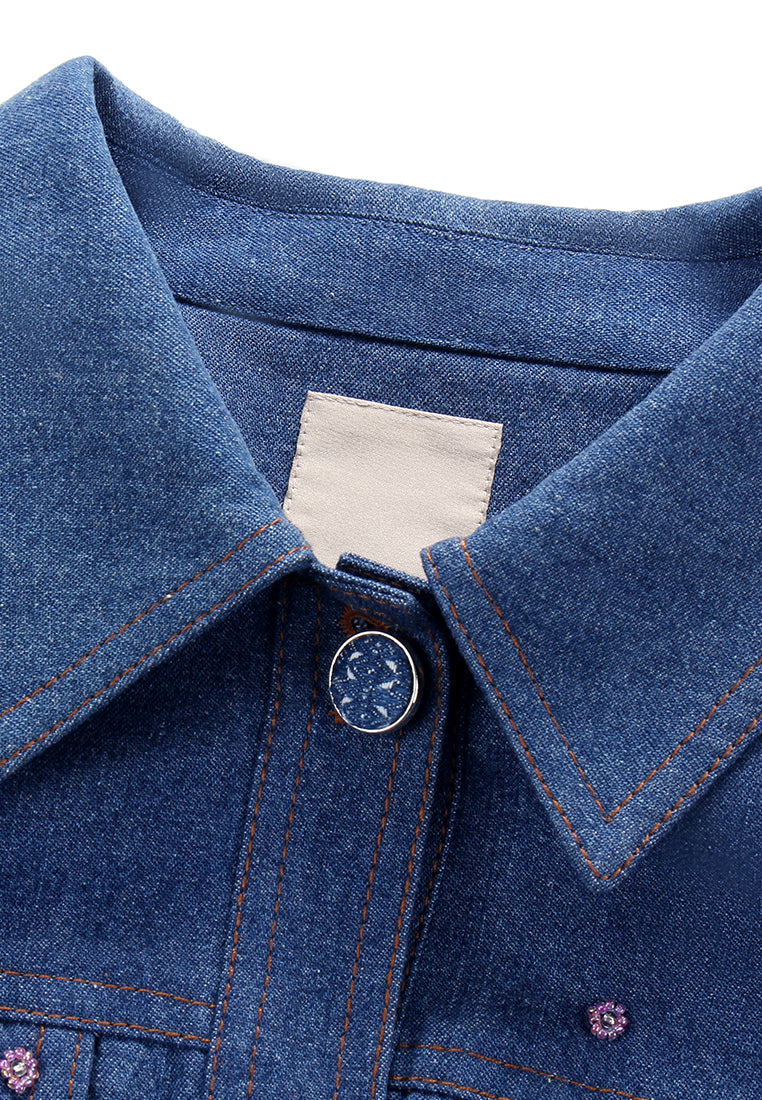Indigo Bloom Denim Jacket