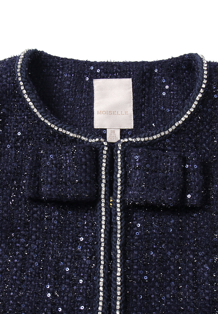 Noir Pailleté Bow Jacket