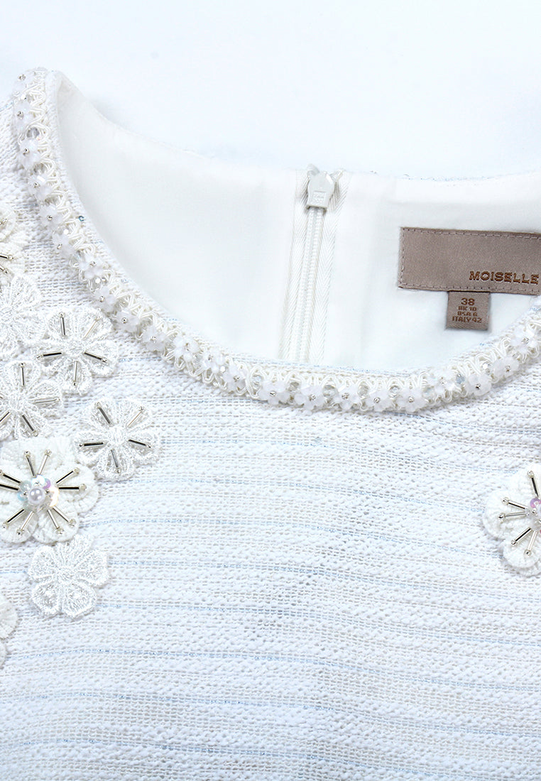 Ivory Peony Embellished Dress