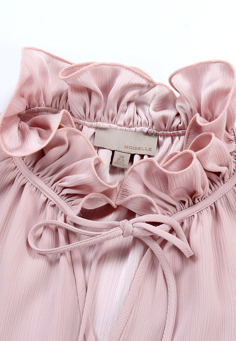 Blush Floral Ruffle Blouse