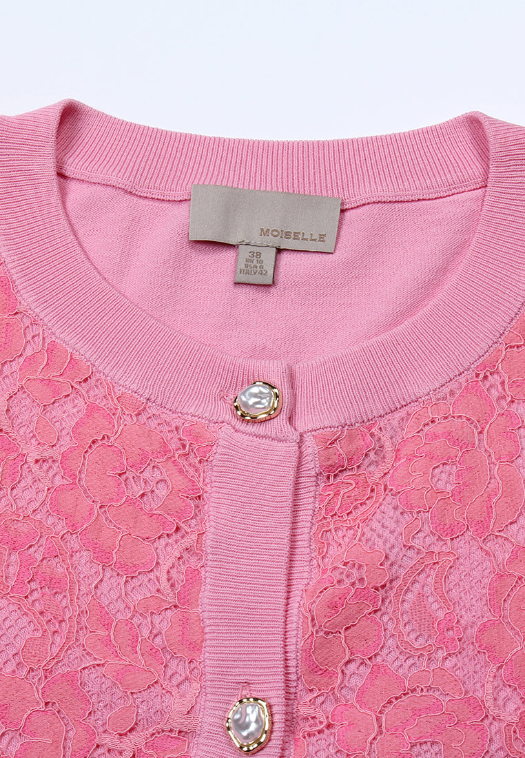 Blush Elegance Lace Cardigan