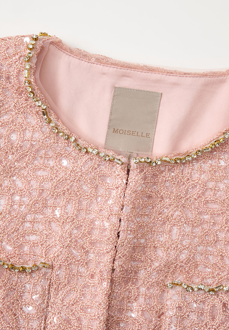 Lurex Crochet-lace Sequin-detail Jacket