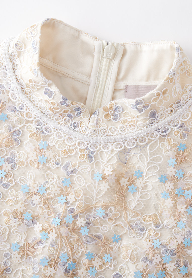 Cream Floral Lace Dress